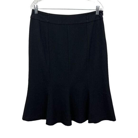 Allison Taylor Womens Midi Skirt‎ Stretch A Line Flared Ham Side Zip Black Sz 12 - Picture 1 of 7